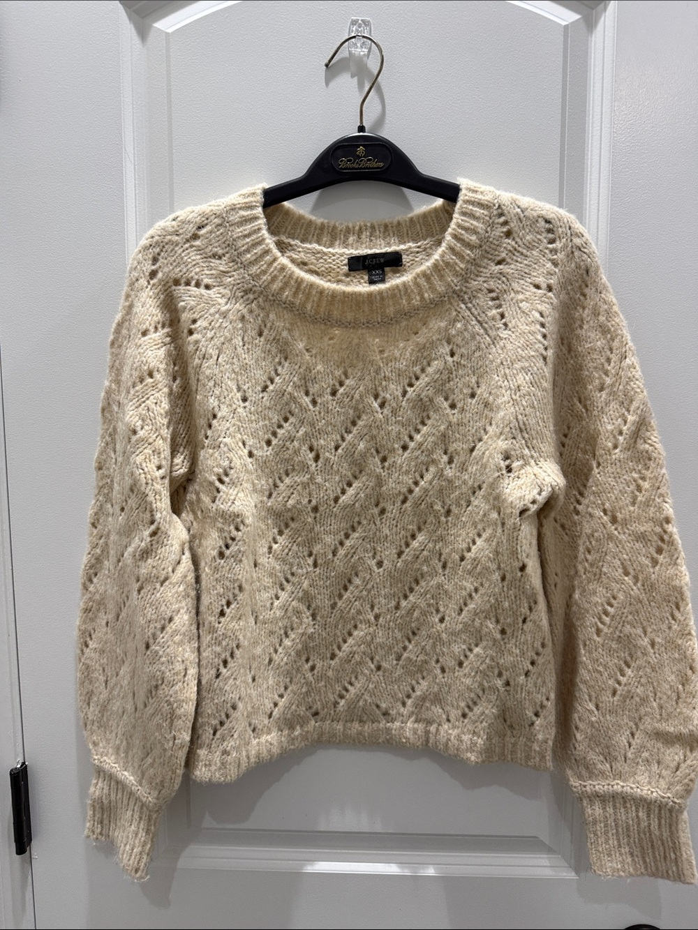 J. Crew Cream Openwork Crew Sweater